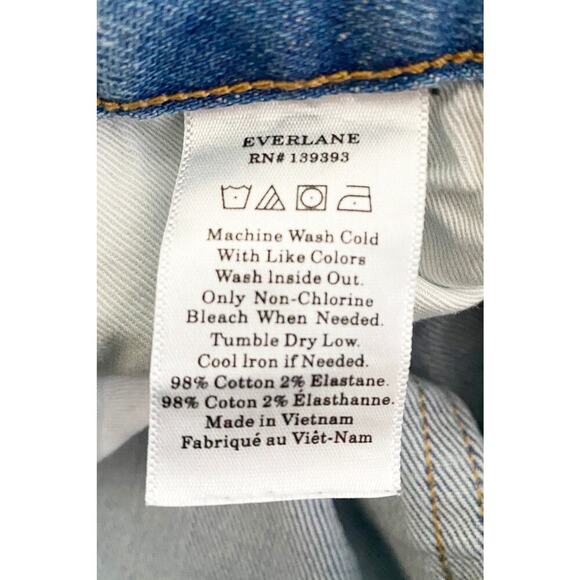 Everlane Women's Mid Rise Straight Ankle Jeans Raw Hem Stretch 26 Denim Baggy - Picture 5 of 6